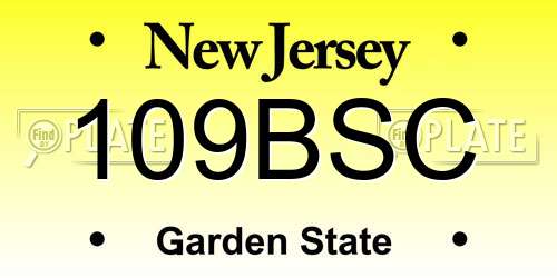 109BSC New Jersey License Plate