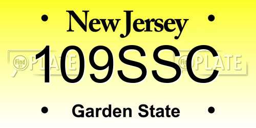 109SSC New Jersey License Plate