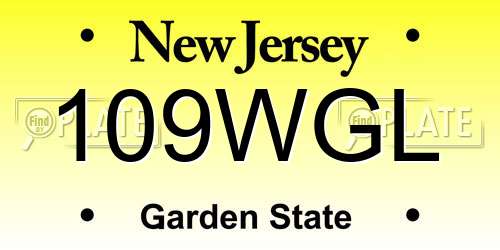 109WGL New Jersey License Plate