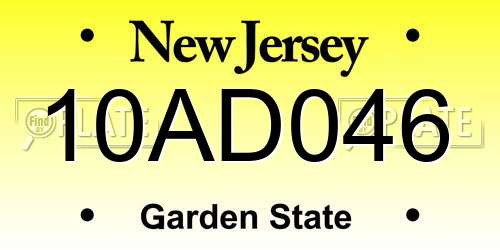 10AD046 New Jersey License Plate