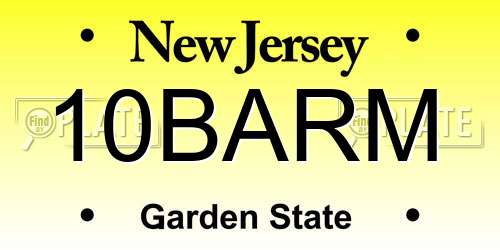 10BARM New Jersey License Plate