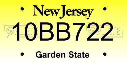 10BB722 New Jersey License Plate