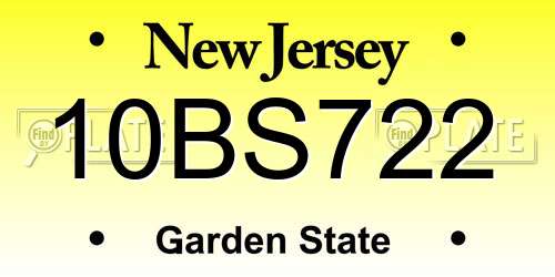 10BS722 New Jersey License Plate
