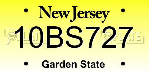 10BS727 New Jersey License Plate