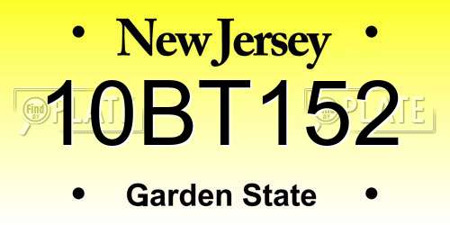 10BT152 New Jersey License Plate