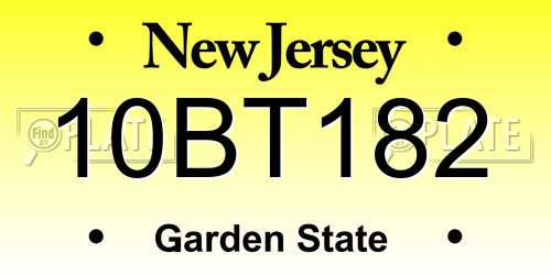 10BT182 New Jersey License Plate