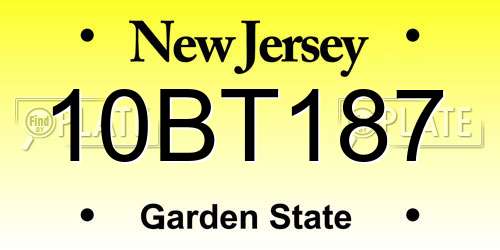 10BT187 New Jersey License Plate