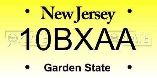 10BXAA New Jersey License Plate