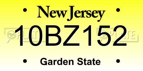 10BZ152 New Jersey License Plate