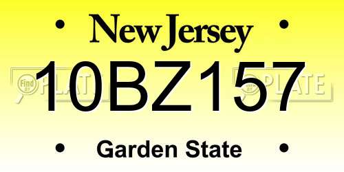 10BZ157 New Jersey License Plate