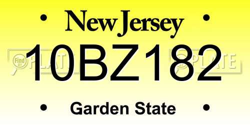 10BZ182 New Jersey License Plate