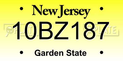 10BZ187 New Jersey License Plate