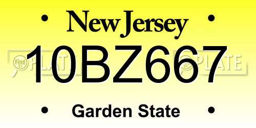 10BZ667 New Jersey License Plate