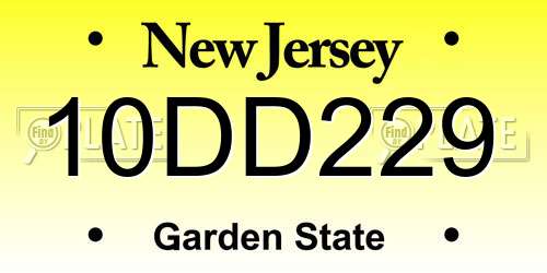 10DD229 New Jersey License Plate