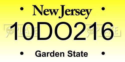 10DO216 New Jersey License Plate