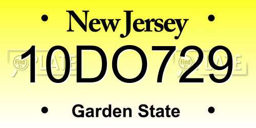 10DO729 New Jersey License Plate