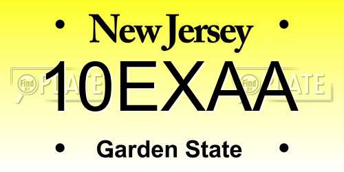 10EXAA New Jersey License Plate
