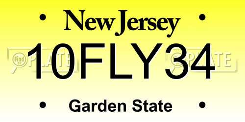 10FLY34 New Jersey License Plate