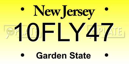 10FLY47 New Jersey License Plate