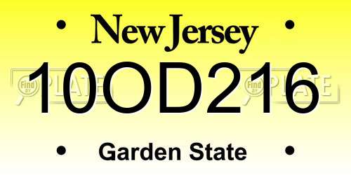 10OD216 New Jersey License Plate