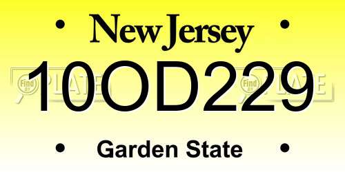10OD229 New Jersey License Plate