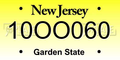 10OO060 New Jersey License Plate