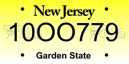 10OO779 New Jersey License Plate