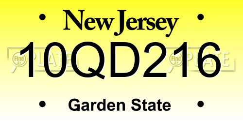 10QD216 New Jersey License Plate