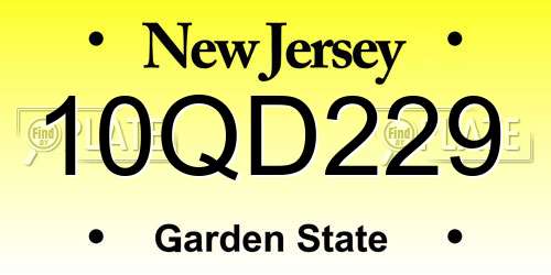 10QD229 New Jersey License Plate