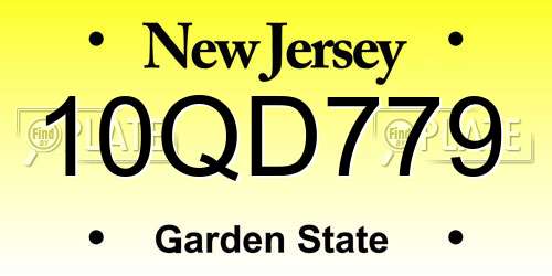 10QD779 New Jersey License Plate