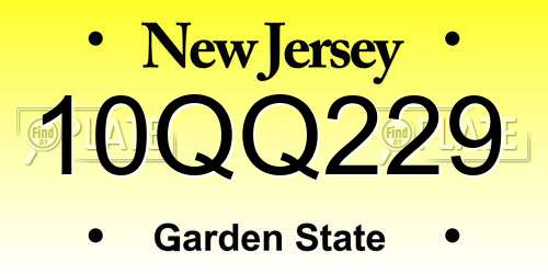 10QQ229 New Jersey License Plate