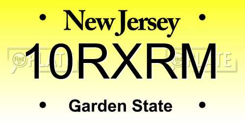 10RXRM New Jersey License Plate