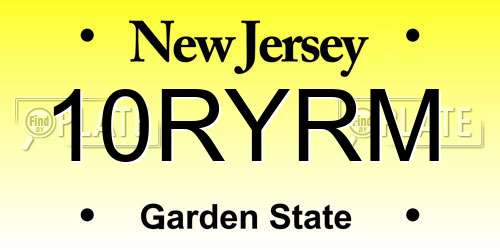 10RYRM New Jersey License Plate