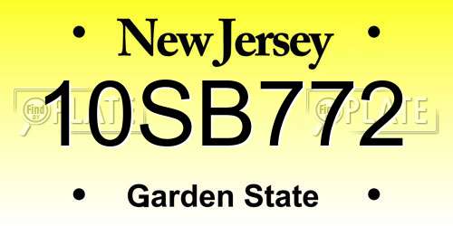 10SB772 New Jersey License Plate