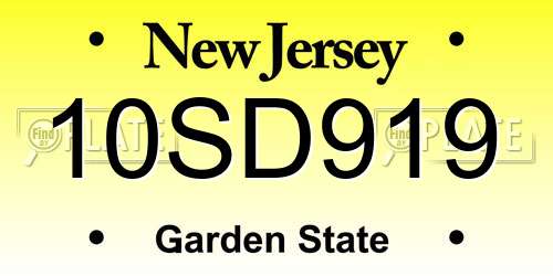 10SD919 New Jersey License Plate