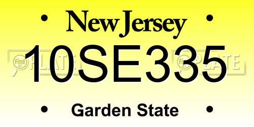 10SE335 New Jersey License Plate