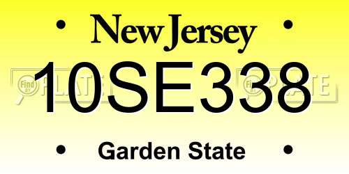 10SE338 New Jersey License Plate