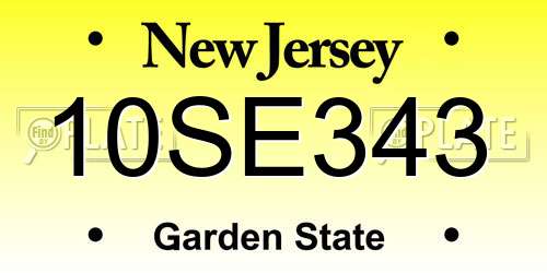 10SE343 New Jersey License Plate