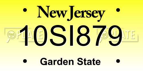 10SI879 New Jersey License Plate