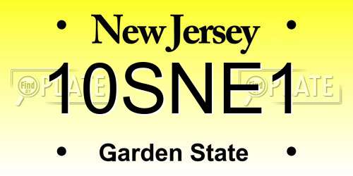 10SNE1 New Jersey License Plate