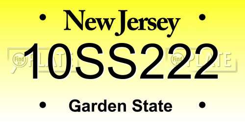 10SS222 New Jersey License Plate