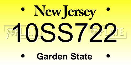 10SS722 New Jersey License Plate