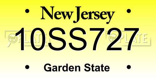 10SS727 New Jersey License Plate
