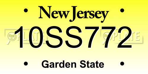 10SS772 New Jersey License Plate