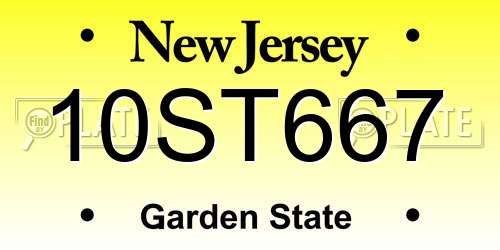 10ST667 New Jersey License Plate