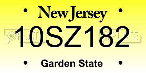 10SZ182 New Jersey License Plate