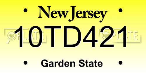 10TD421 New Jersey License Plate
