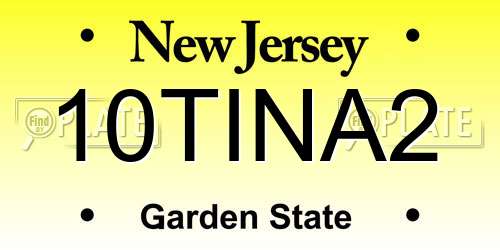 10TINA2 New Jersey License Plate