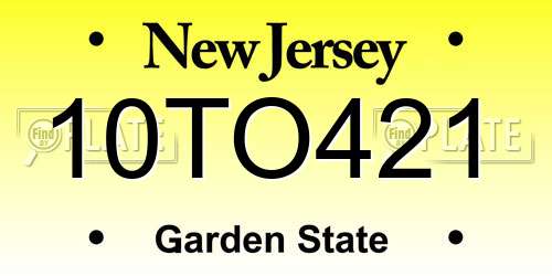 10TO421 New Jersey License Plate