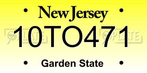 10TO471 New Jersey License Plate